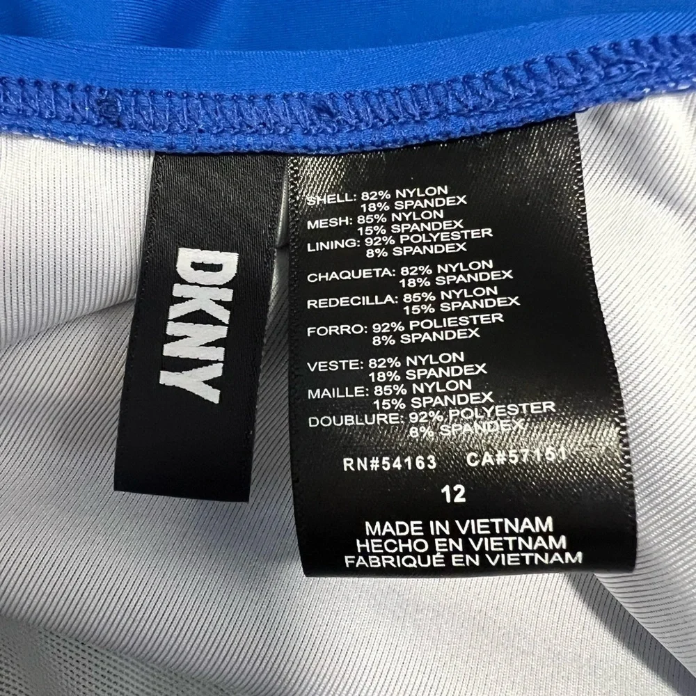 DKNY Ruffle Plunge One-Piece Swimsuit Size Women’s 12 Color Lapis Pacific Blue - Picture 8 of 10
